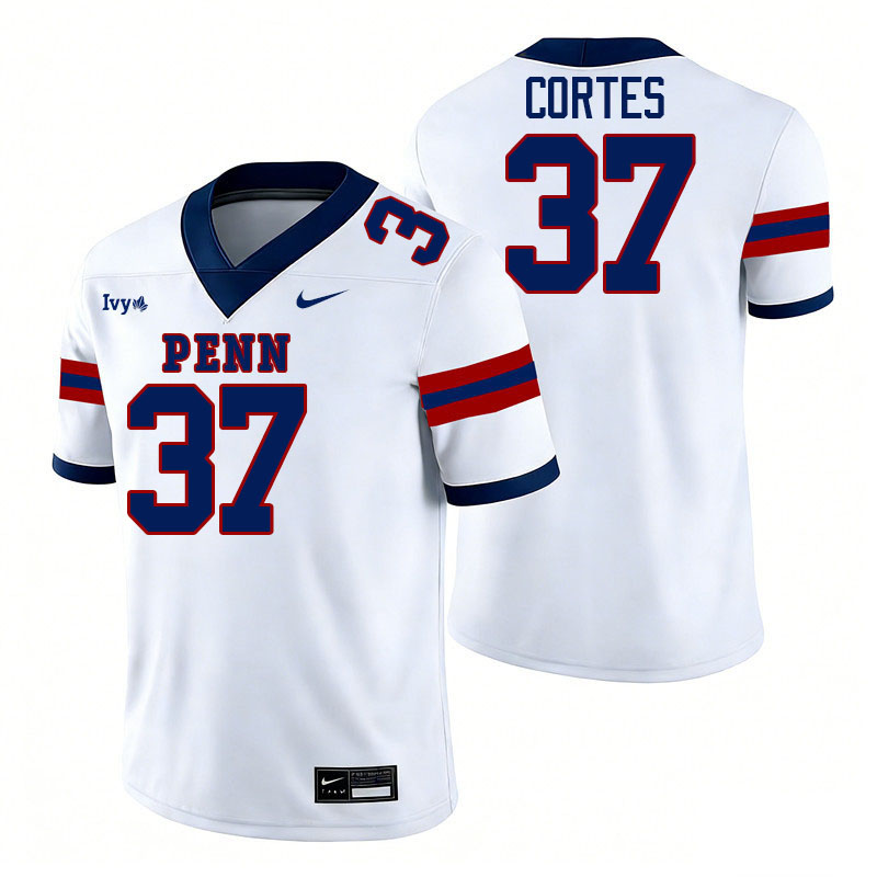 Pennsylvania Quakers #37 Ty Cortes College Football Jerseys,Uniforms Stitched-White